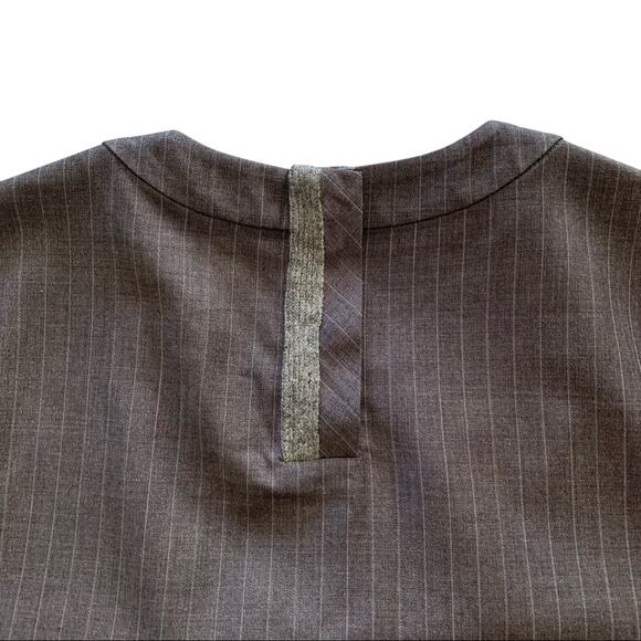 Caara Women's Alfie Dark Academia Silver Gray Pinstripe Blouse Top Size Small - Picture 7 of 12
